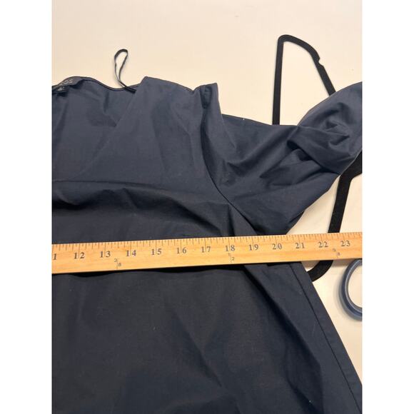 COS Dark Blue V-Neck Long Sleeve Cotton Voluminous A-Line Dress Size 12 - Picture 6 of 7